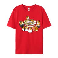 Custom Corgi Ramen Sushi Dog Print T-Shirt Casual Cotton For Boys With Coupon