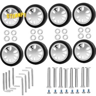 8pcs Luggage Wheels Replacement Kit,Dia 2in/50mm Thick 0.47in/12mm Resistant Rubber Mute Caster Repl