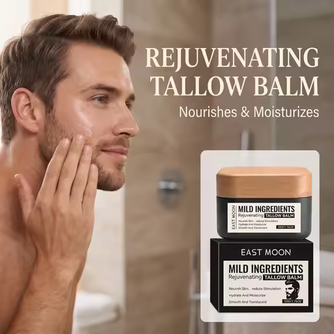 East Moon Men's Facial Tallow Balm Mild Ingredients Rejuvenating Moisturizing Glowing Skin Smoothing
