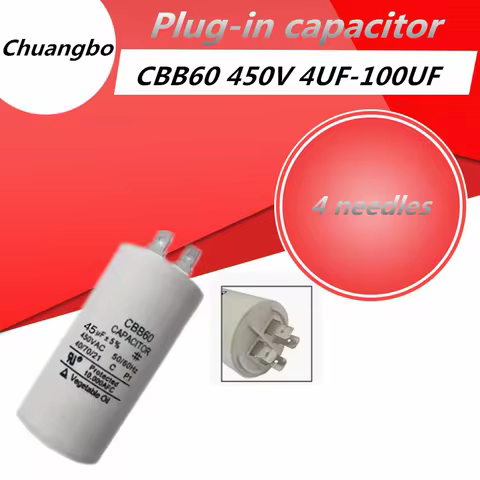 CBB60 450V plug-in capacitor 5UF 6UF 8UF 10UF 15UF 20UF 25UF 30UF 50UF 60 70 80 100UF washer pump ca