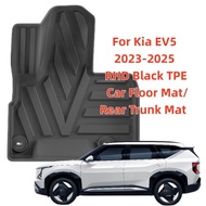 For Kia EV5 2023-2025 RHD Black TPE Car Floor Mat/Rear Trunk Mat  All-Weather Non-Slip Eco-Friendly 