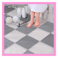 5pcs karpet kamar mandi anti licin pvc 30x30cm/ alas keset anti slip polkadot alas kaki toilet wc da