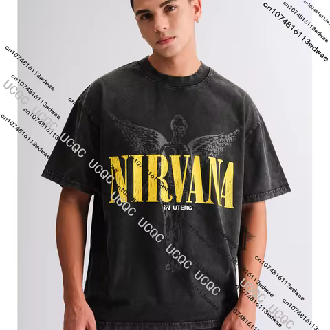 Nirvana In Utero Vintage T-Shirt Mens 90s Grunge Band Tour Tee Wash Cotton Album Cover Graphic Grung
