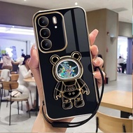 SoftCase REALME C75X C75 C15 C12 Latest Casing Softcase Stand Holder Astronaut Luxury Plating
