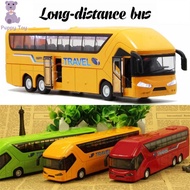 TESDFD 4 Wheels Birthday Gift Door Open Car Bus Model FLashing With Music Vehicle Set Double Decker Bus Long-distance Bus Bus Toy Bus Model Car Toy