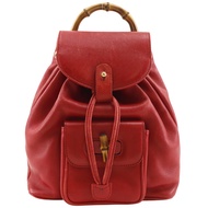 Gucci 竹節背包/日用背包迷你背包 003.3444.0030 皮革紅色單肩包/手提包翻蓋女款 [二手]
