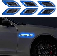 6 PCS 3D Strong Reflective Stripe Sticker,Car Fender Hood Bumper Reflective Decal,High-Intensity Night Visibility Reflective Decal Safety Warning Diamond Grade Carbon Fiber for Car SUV (Blue)