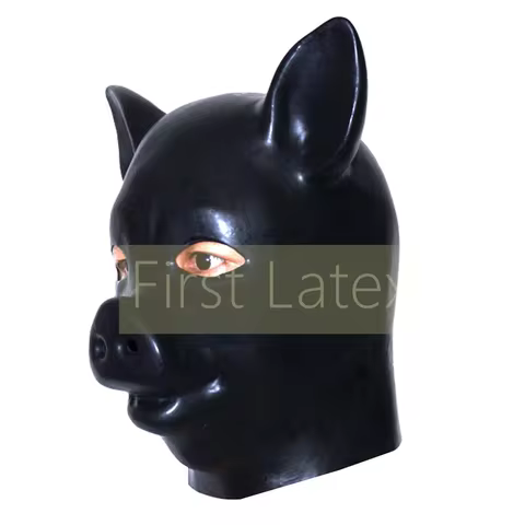 Mould Made 3D Latex Pig hood fetish animal mask with zipper Rubber Hood Fetish Halloween Cosplay Hoo
