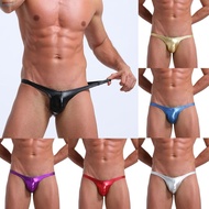 Sexy Black/Purple/Gold/Silver/Blue/Red Faux Leather Mens GString Thong Swimwear