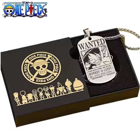 New One Piece Anime Peripheral Necklace Bounty Wanted Titanium Steel Military student pendant Niche 