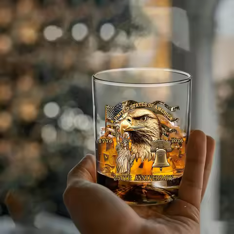 1/2/4/6pcs America 250th Anniversary Whiskey Glass Cup Clear Scotch Bourbon Cocktail Wine Cup Party 