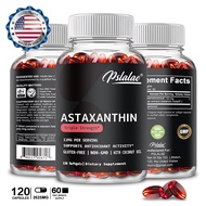 Astaxanthin Supplement Triple Strength Vegetarian Capsules Promote Antioxidant Activity for Skin and Eye Health - Non-GMO Verified Made with Coconut Oil