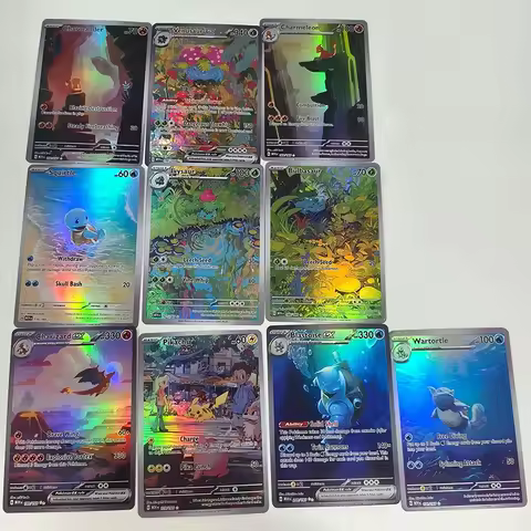 10pcs/set Diy PKM 151 Series EX Blastoise Charizard Venusaur Squirtle Rainbow Card Pocket Monsters P