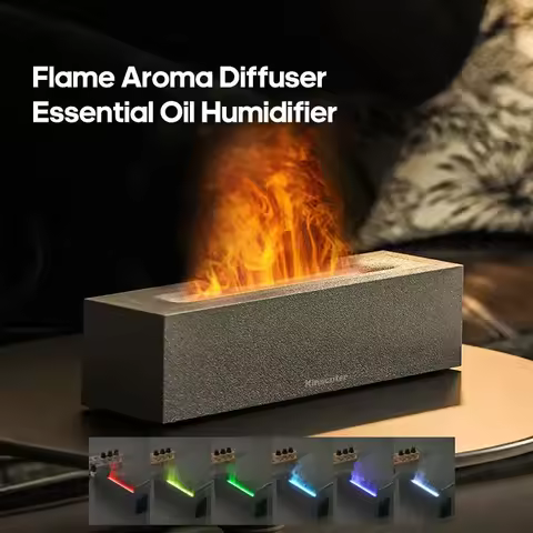 Flame Aroma Diffuser Air Humidifier Ultrasonic Cool Mist Maker Fogger LED Essential Oil Lamp Realist