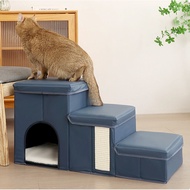 Foldable waterproof cushion pet steps, small pet climbing ladder, three-section stool ladder