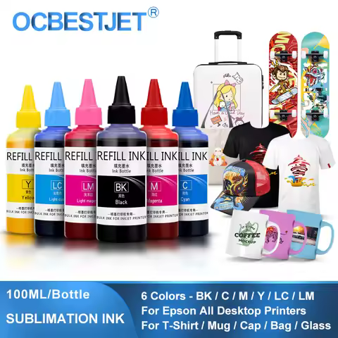 100ML Sublimation 6Colors/Set Ink For Epson All Printer ET-2720 ET-2760 ET-2750 ET-15000 ET-4700 ET-