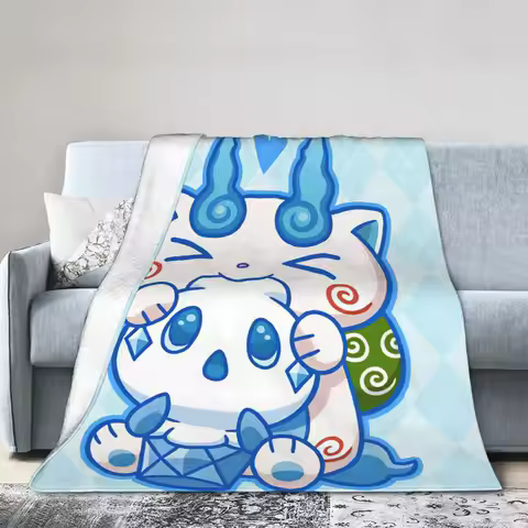 Yokai Watchs Plush Blanket Children Flannel Throw Blanket For Couch Chair Soft Design Quality Bedspr