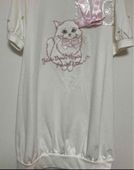 Amavel蝴蝶結貓咪短袖連身裙套裝 白色