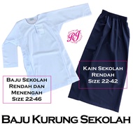 [Koshibo] VENTINO Baju Kurung Sekolah Rendah Putih Nila / Kain Kurung Sekolah Biru Gelap / Kain Lici