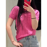 L3EN RL Scannable Code 6-Color Round Neck Pocket Short Sleeve Knitted T-Shirt with Pony Logo Embroid