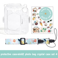 สําหรับ Instax Mini12 Crystal Case เกราะป้องกันกล้อง ฟรีสติกเกอร์น่ารักสําหรับ Instax มินิ 12 โปร่งใ