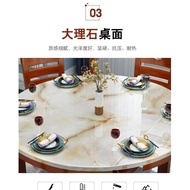 Marble Dining-Table Retractable Dining Table Solid Wood Chinese Style Marble Dining-Table Dining Tables and Chairs Set Household Eating round Table