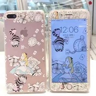 手機殼IPhone6/7/8/plus(沒有X) + 前膜 : 愛麗絲公主全包邊軟殼(一套價錢)