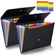 2Pcs Accordian File Organizer Expanding File Folder, 13 Pockets File Holder Organizer, A4 Letter Siz