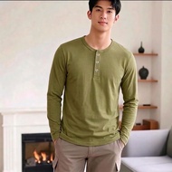 ROO Henley Shirt Long Sleeve T-Shirt for Men & Women Soft & Breathable 100% Cotton