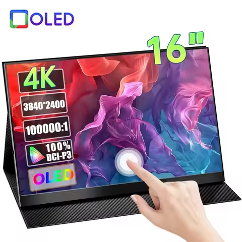 16 Inch 4K AMOLED Touch Screen Portable Monitor 3840*2400P 400Nit HDR 100000:1 1MS Gaming Display Fo