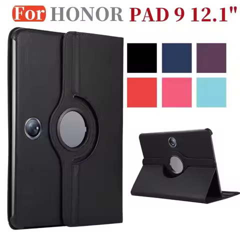 For Huawei Honor Pad 9 12.1 inch 2024 360 Rotating Stand Cover PU Leather Case Funda For Honor Pad 9