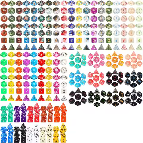 DND Dice Polyhedral Dice RPG Random 7pcs Transparent Dice Game Set Various Wonderful Colours For DND