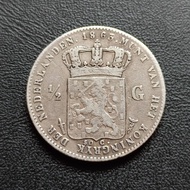 Koin Perak Nederlands 1/2 Gulden 1863 Willem 3 Uang Kuno Silver TP11cw