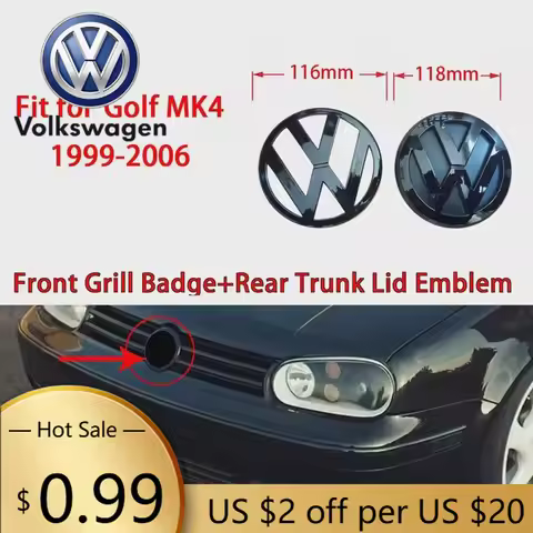 2026 New For VOLKSWAGEN VW Gloss Black Fit for volkswagen Golf 4 MK4 1999-2006 116mm Front Grill Bad