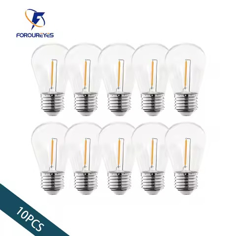 10pack S14 Filament Bulb For Solar String lights E27 E26 5V 1W PC Cover Waterproof Warm White Led Li