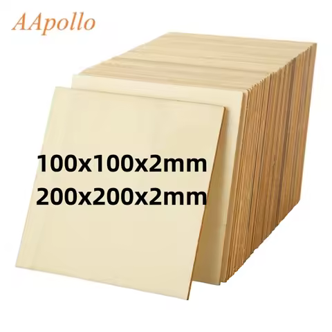 10pcs/lot Basswood Plywood Board for DIY 100/200mm Natural Smooth Squares Wood for CNC Laser Engravi