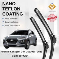 Hyundai Kona (1st Gen OS) 2017 - 2023 Premium Japan Tech Car Wiper Accessories 16”+26” Universal Hoo