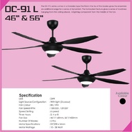 FUMAGALI FAN DC-91L 46"/56" DC MOTOR REMOTE CONTROL 3 COLOR LED CEILING FAN