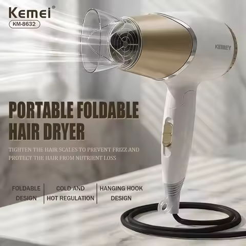 Kemei Professional Hair Dryer 1000W Negative IONS Household Hair Dryer Magnetic Nozzle Electric Hair