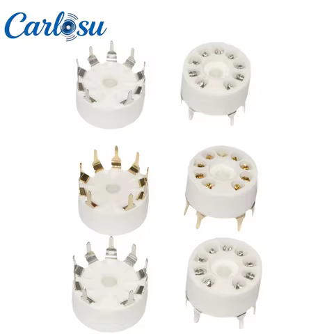 10PCS Ceramic 9‑Pin Small Tube Socket GZC9‑A‑G, PCB Mount Pins for 12AX7 6P14 6N1, High‑Fidelity Vin