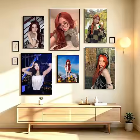 H-HUH Yunjin Kpop Idol Poster Waterproof Wall Art Sticker For Bar Living Room Vintage Decor High Qua