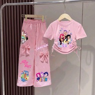 ชุดเซ็ทเด็กลายสุดฮิต Soda pop เสื้อผูกโบว์+กางเกงขายาวแต่งโบว์