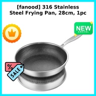 [fanood] 316 Stainless Steel Frying Pan, 28cm, 1pc / Korean Frying Pan / 316 Stainless Steel / 100% 
