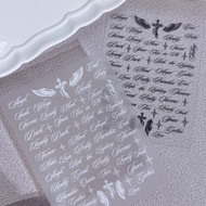 Black White Letter Words Nail Stickers Angel Wings letter Mixed Designs Holographic Y2K Nail DIY Dec