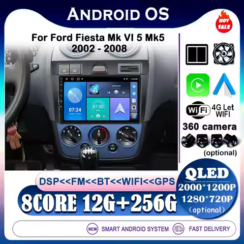 8 Core for Ford Fiesta Mk VI 5 Mk5 2002-2008 Android 16 Car Multimedia Player 4G WIFI Car Player Rad