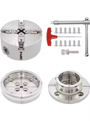 4 Inch Wood Lathe Chuck Set 1-1/4"- 8 tpi thread, Nickel Plated Self Centering 4 Jaw Wood Turning Ch