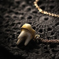 A Tooth (three roots) Charm Necklace by Defy - Painted Version