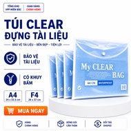 Clear Bag A4 document Bag, Stationery document cover, A4 button Bag, transparent F4 size,