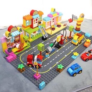Large Particles City Road Street Baseplate Straight Curve Building Blocks Duplo Compatible Bricks Ba