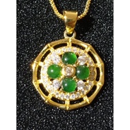 #J663 100% Natural Type A Jade Jadeite Silver Pendant H15.6m (Free Necklace Chain)